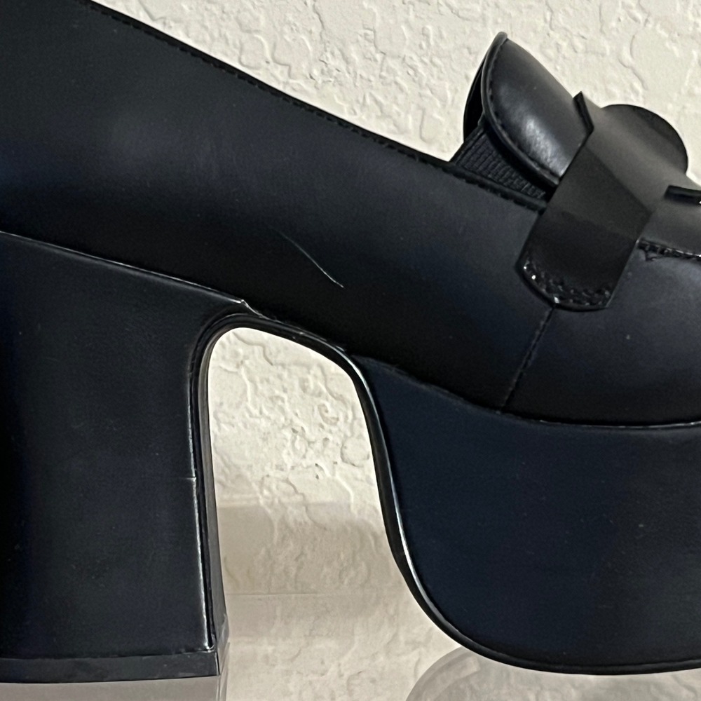 YRU Deelite Black Vegan Leather Chunky Platform Boots Women's 7 M Preowned - Picture 9 of 11
